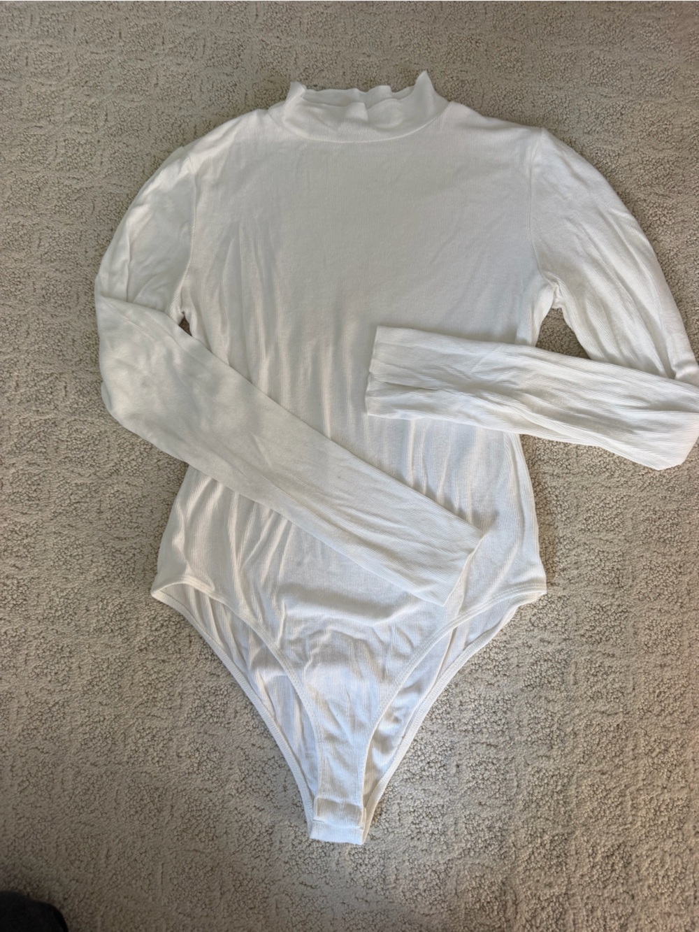 Free People White Long-Sleeve Mock Neck Bodysuit